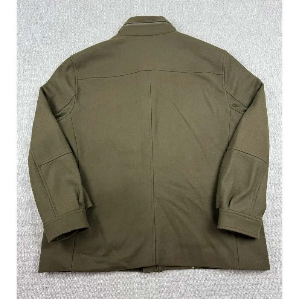 Banana Republic Mario Bellucci Wool Field Jacket Coat Olive Green Mens XXL Hood